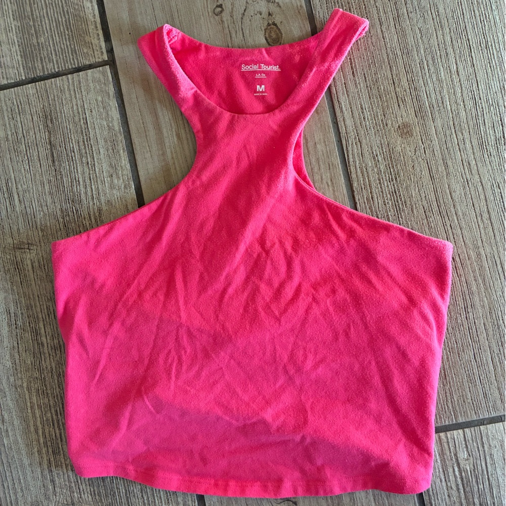 Social Tourist pink tank top